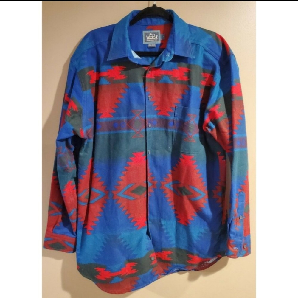 🆕Woolrich | VINTAGE deadstock Aztec Western Print Ranch Wear Shirt Size Medium